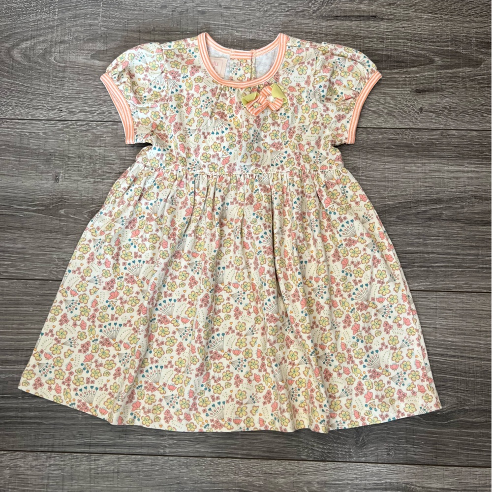 Baby Lulu Girl 100% Organic Cotton Floral Print Dress 18M Short Sleeve